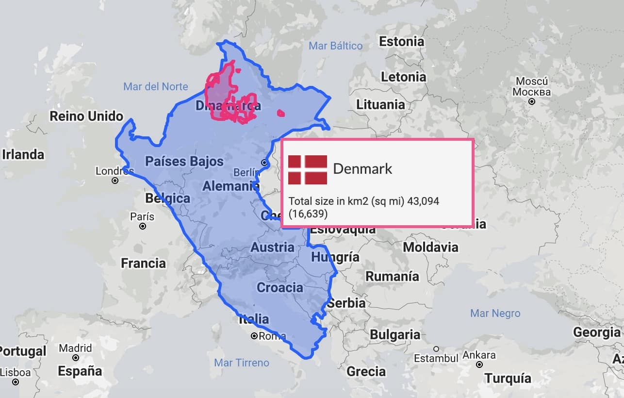 Hvor stort er Peru sammenlignet med andre lande?